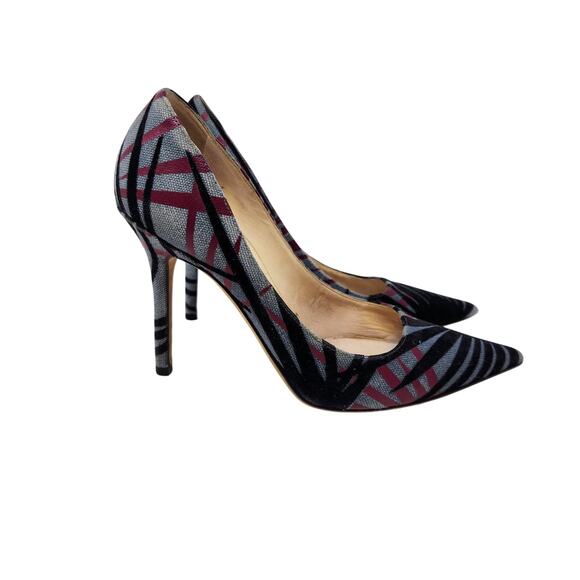 Canvas Abel Stiletto Heels Pointed Toe Pumps Multicolor Slip On Size 37 - Picture 6 of 11